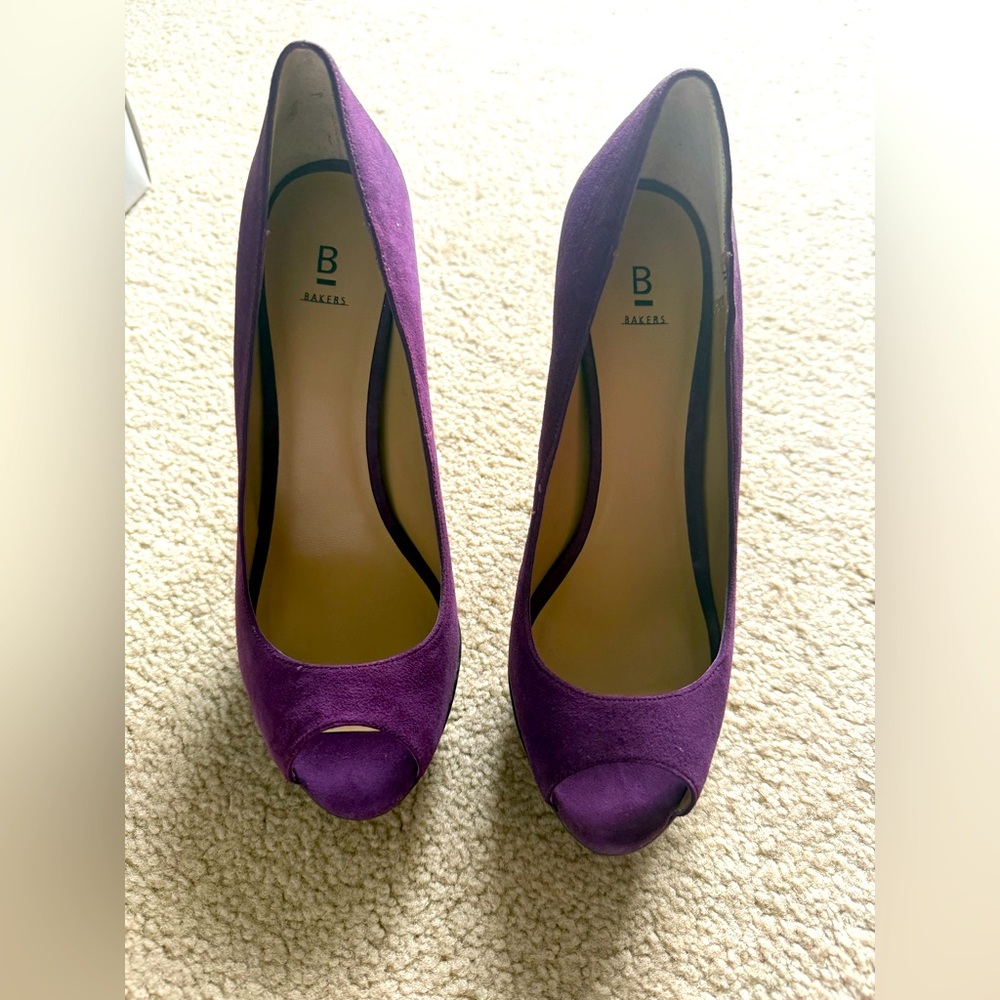 Bakers Shoes Purple Open Toe Heels - Brand New